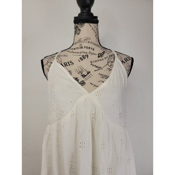Oneill Babydoll Mini DressSz Medium Eyelet Lined Cottage Boho Beachy Vacation - Picture 3 of 11